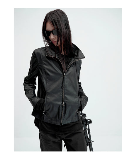 WAX COATED STAND-UP JACKET
