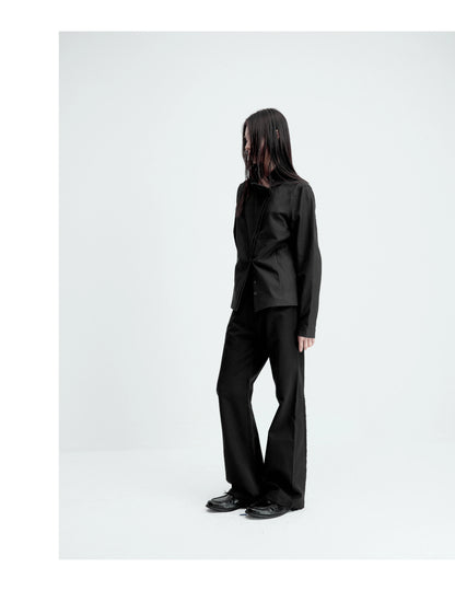 CURVED PLACKET STAND-UP JACKET