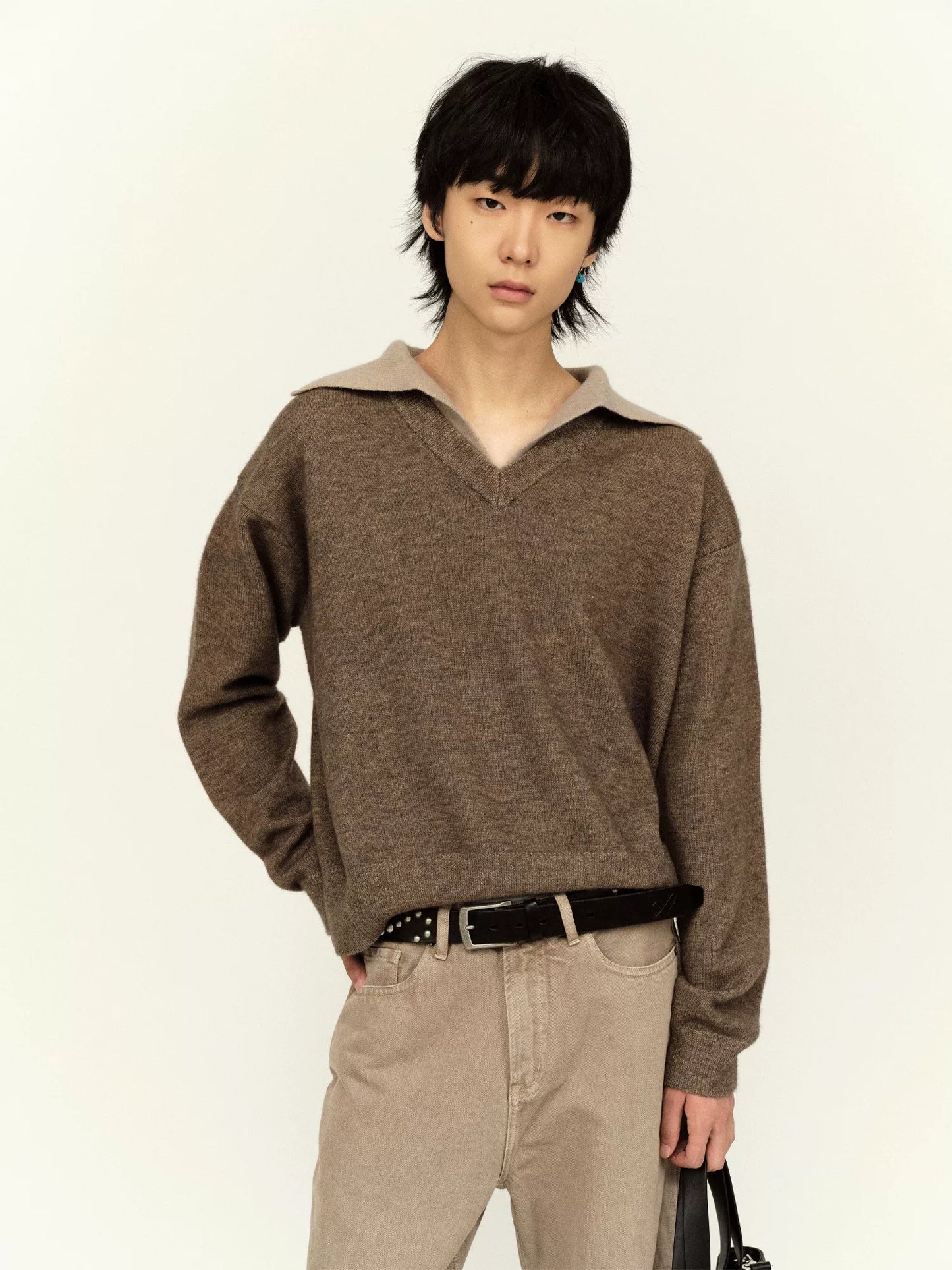 LAYERED  V-NECK WOOL SWEATER
