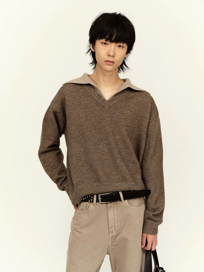 LAYERED  V-NECK WOOL SWEATER