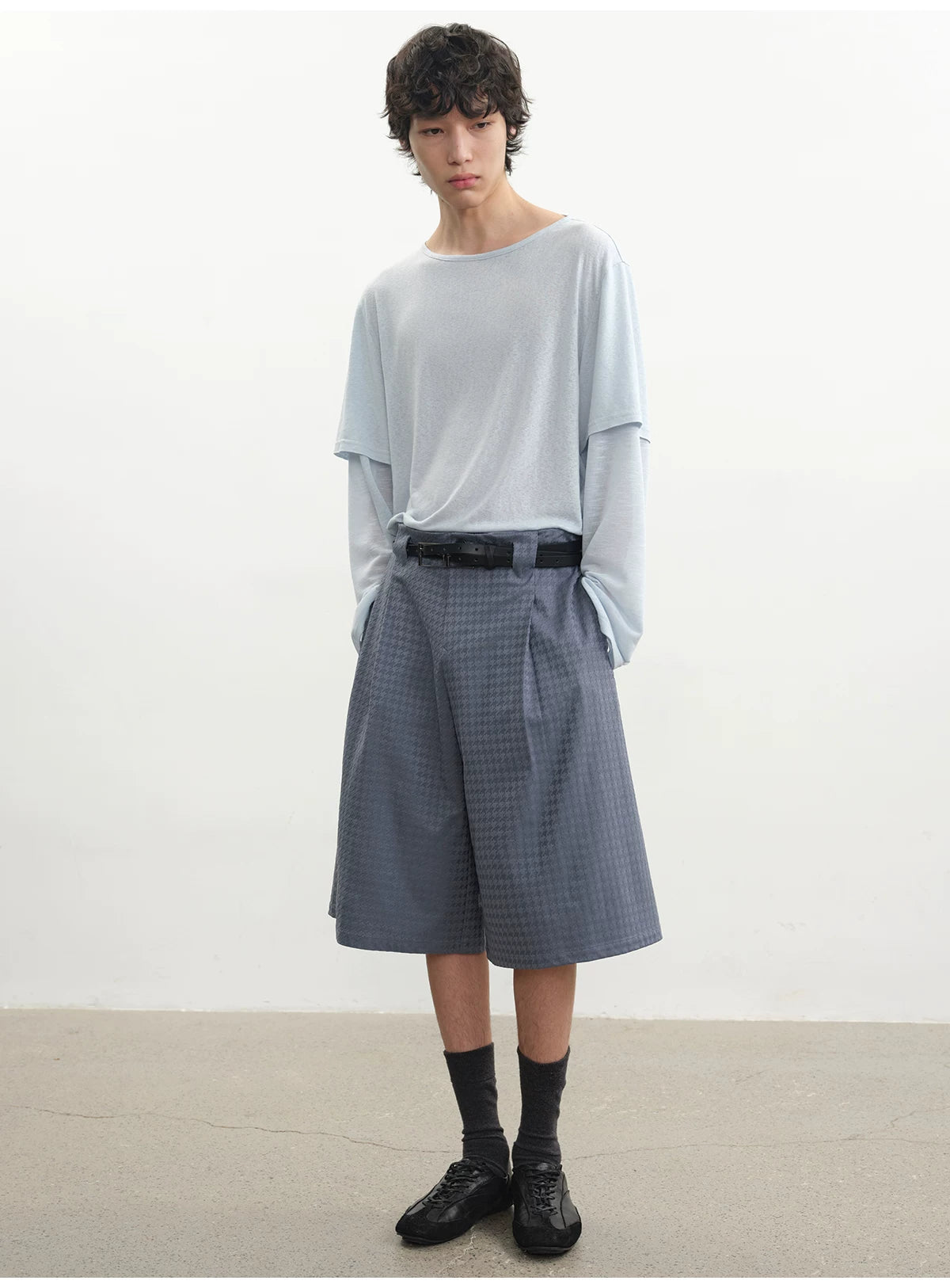 MULTICOLOR PLEATED CHAMBRAY PANTS