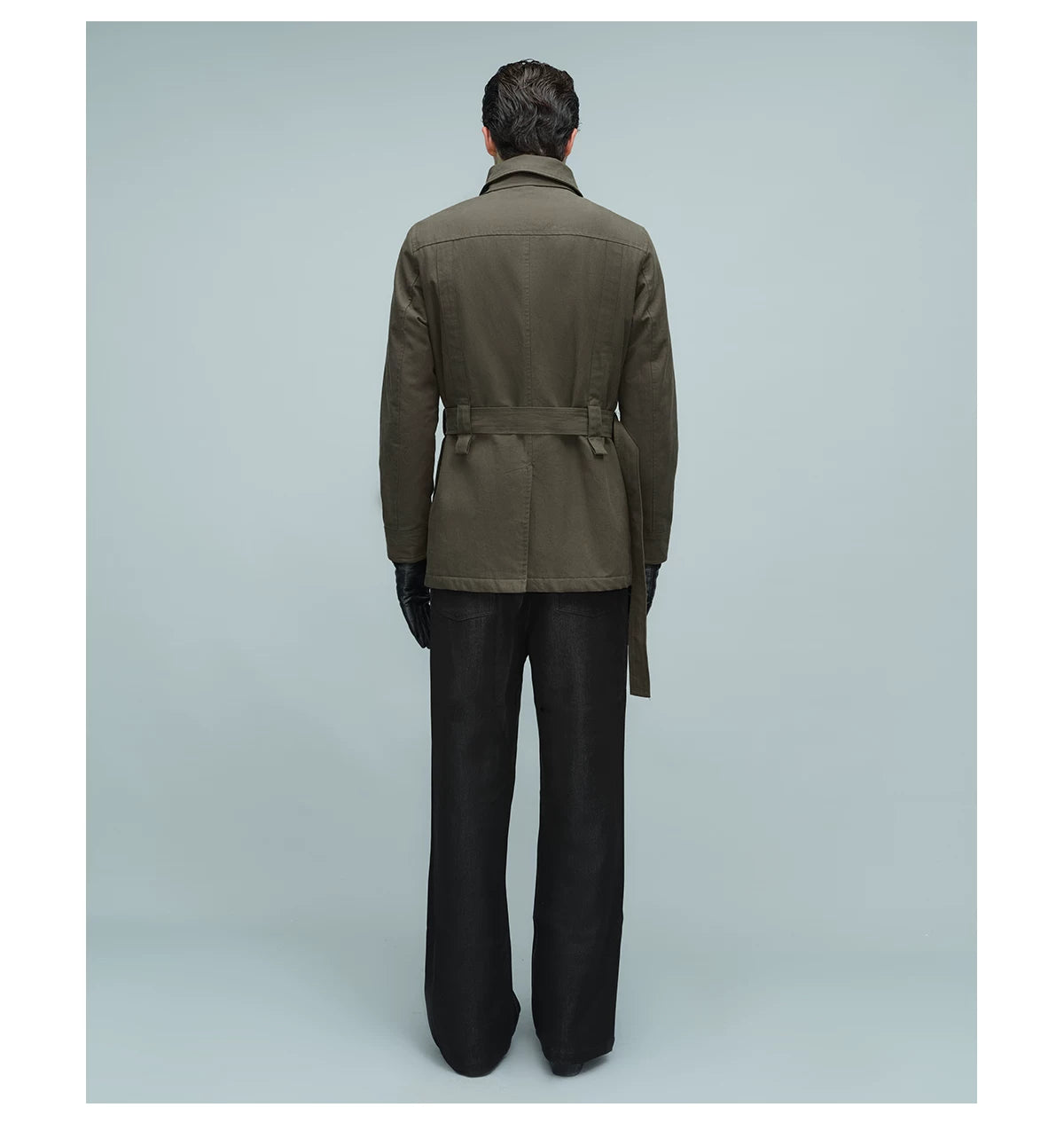 BELTED STAND COLLAR JACKET アーミーグリーン