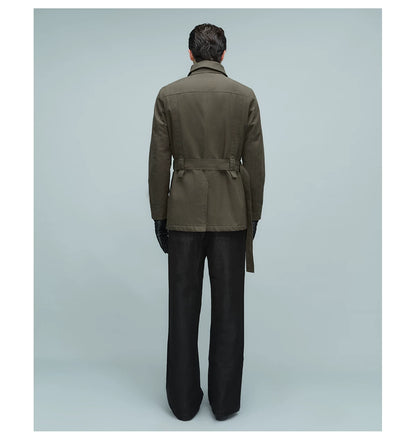 BELTED STAND COLLAR JACKET アーミーグリーン