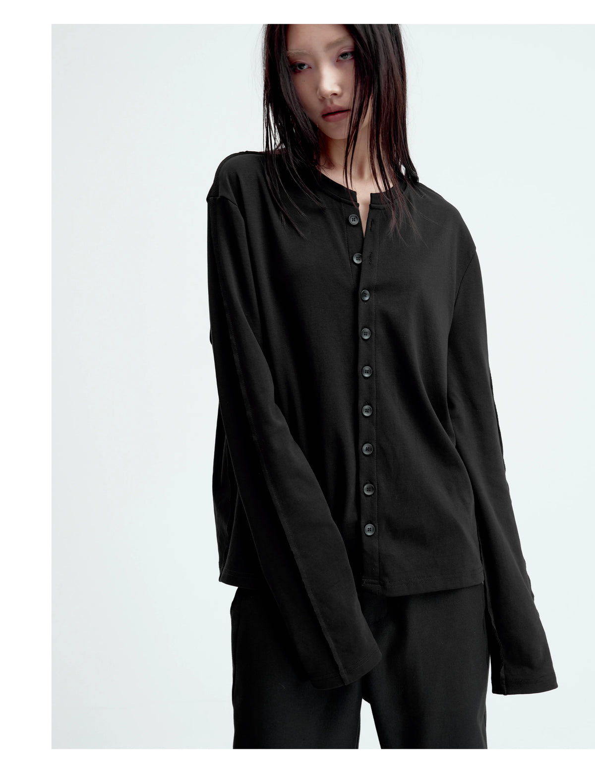 SATIN-TRIM LAYERED CARDIGAN