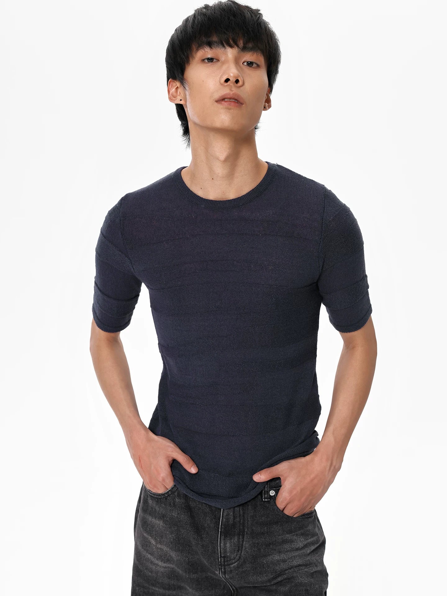 NAVY CAMOUFLAGE KNIT TEE