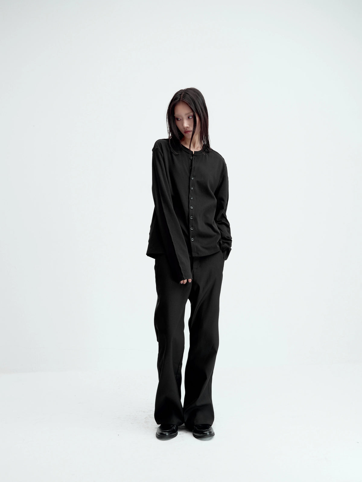 SATIN-TRIM LAYERED CARDIGAN