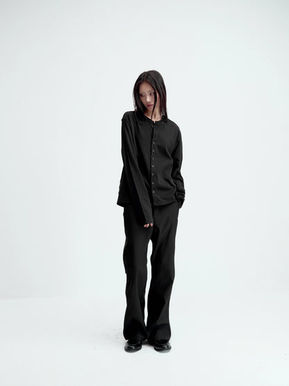 SATIN-TRIM LAYERED CARDIGAN