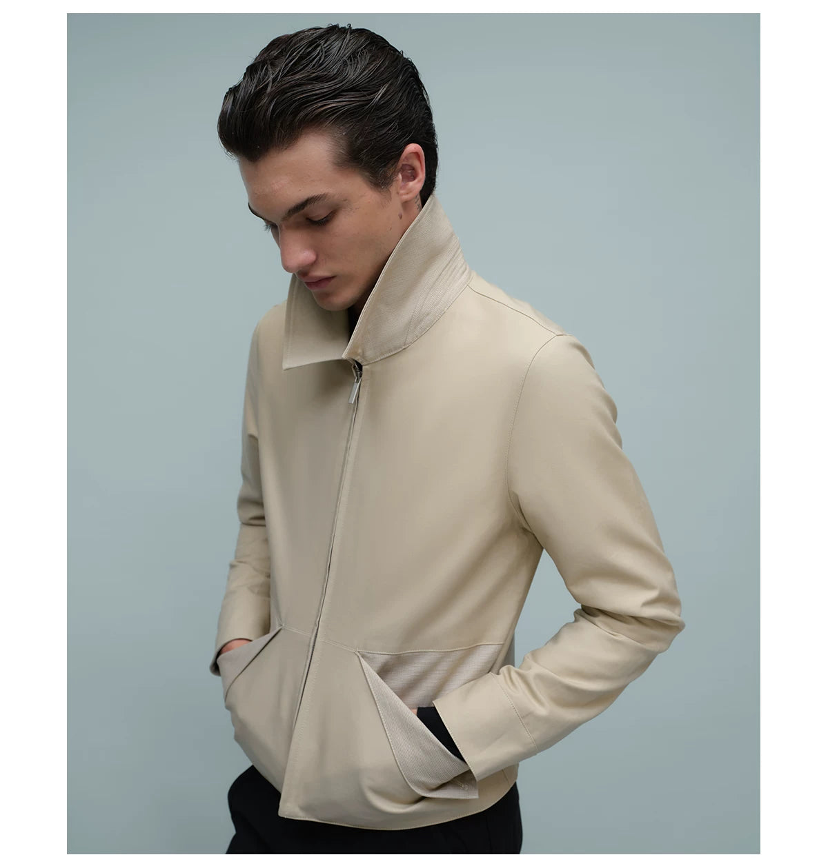 FOLD POCKET SHORT JACKET ライトカーキ