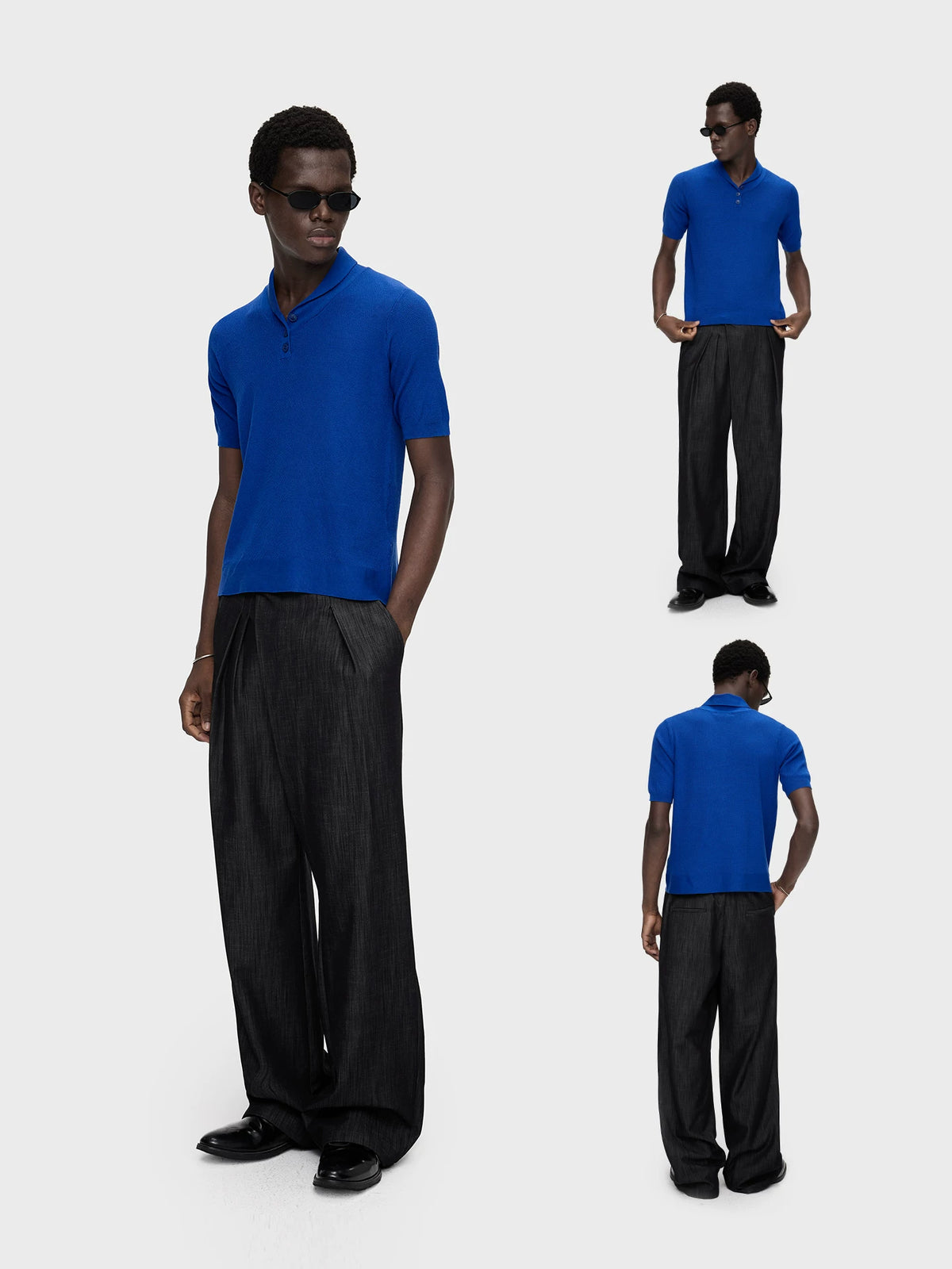 DENIM LOOK SLUB STRAIGHT TROUSERS 9