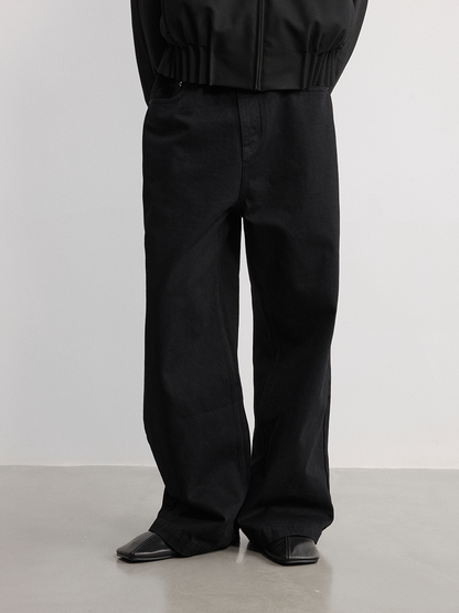 STUDDED DENIM STRAIGHT PANTS