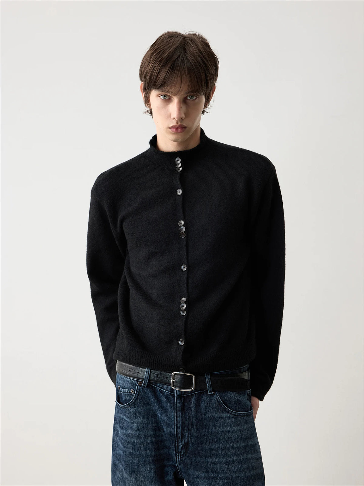 THICKENED HALF-TURTLENECK CARDIGAN