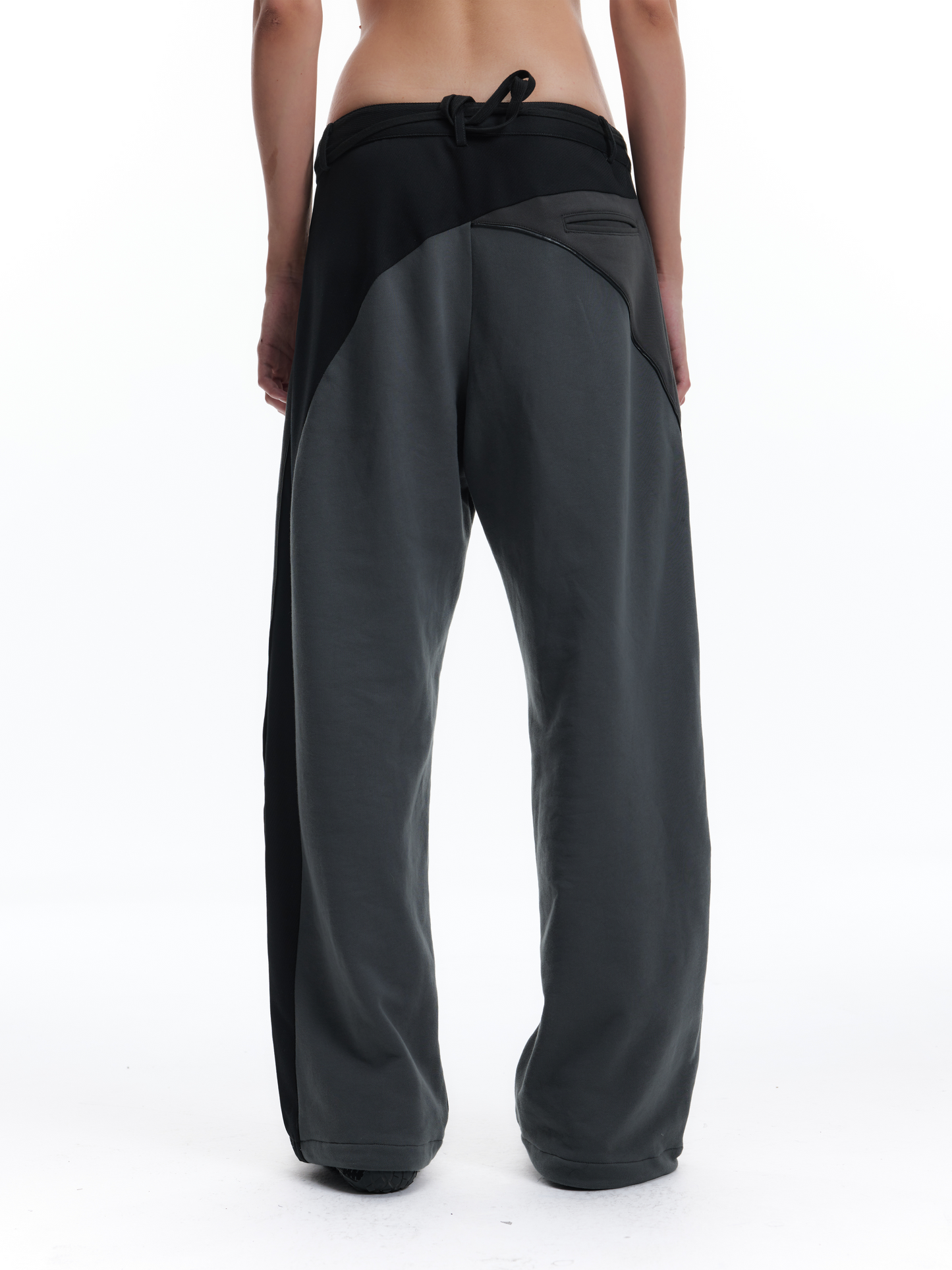PATCHWORK SWEATPANTS WITH LEATHER CORDS