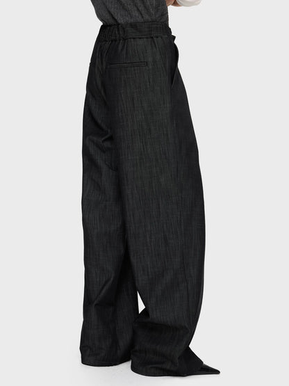 DENIM LOOK SLUB STRAIGHT TROUSERS 12
