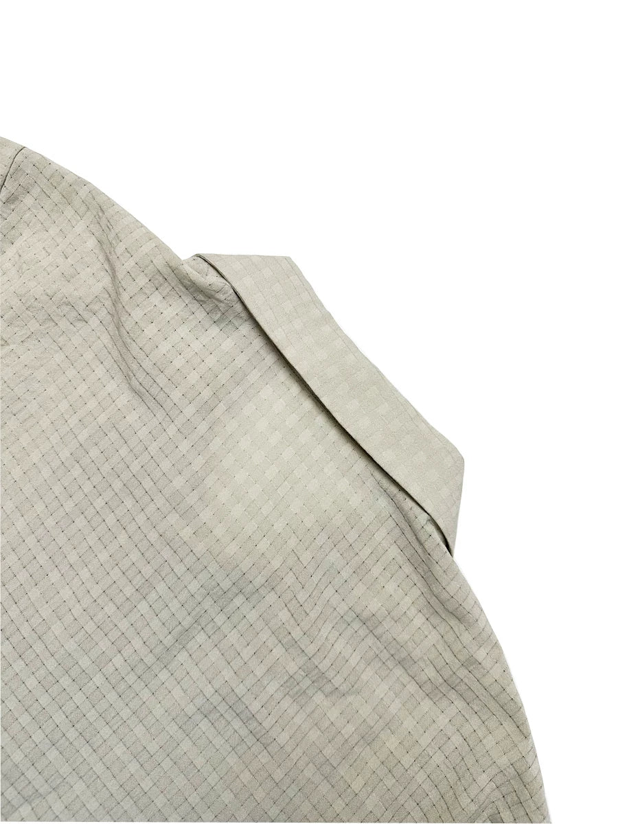 CHECKERED MESH HALF-PLACKET SHIRT