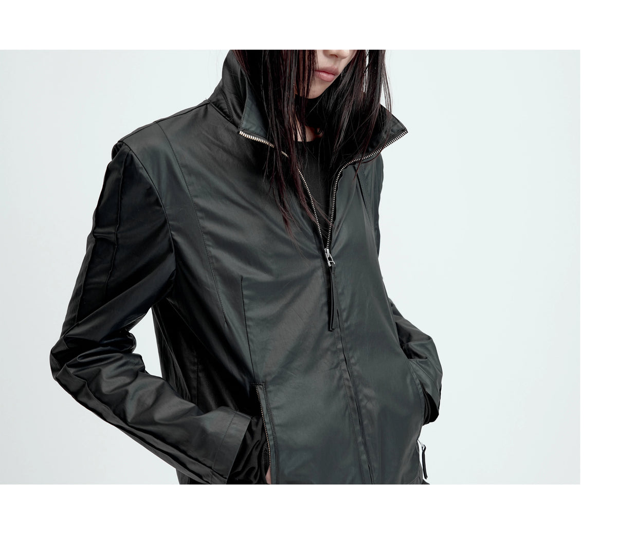 WAX COATED STAND-UP JACKET