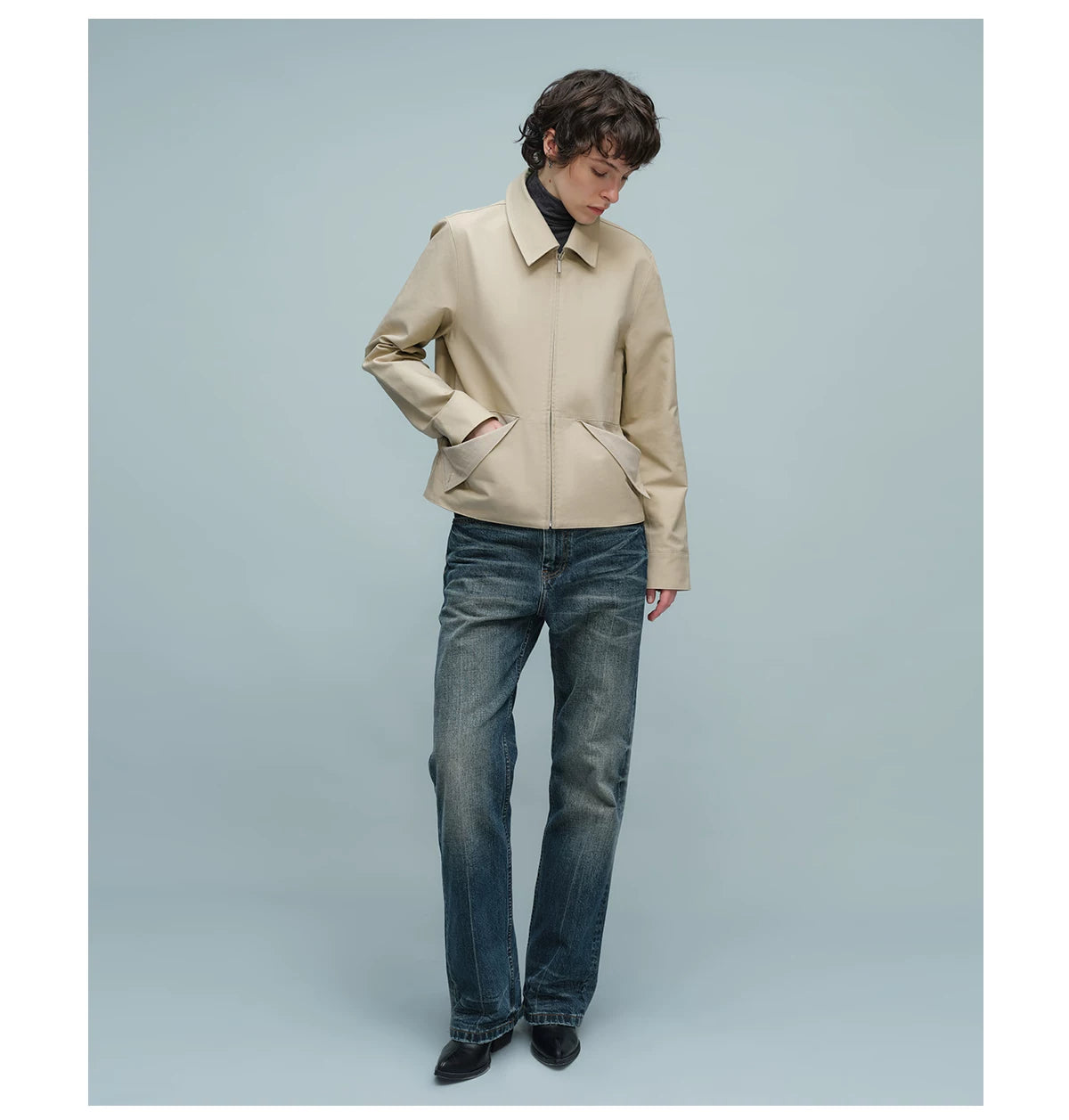 FOLD POCKET SHORT JACKET ライトカーキ