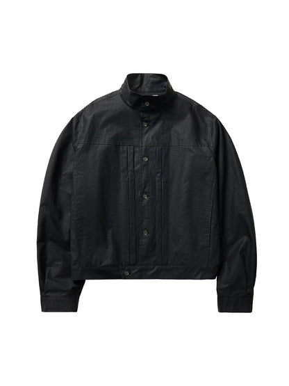HIGH COLLAR LEATHER JACKET