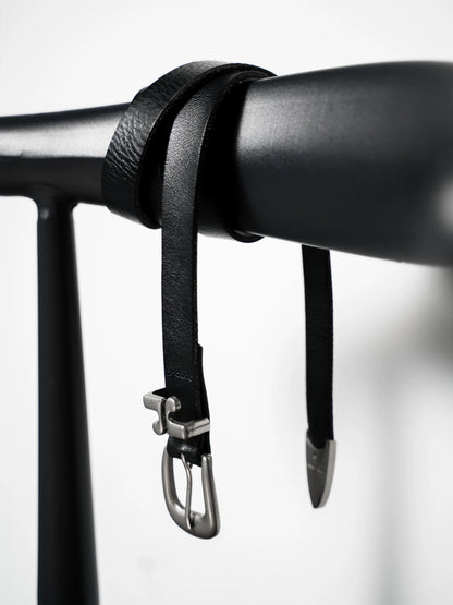 VINTAGE LEATHER BELT WITH SILVER BUCKLE