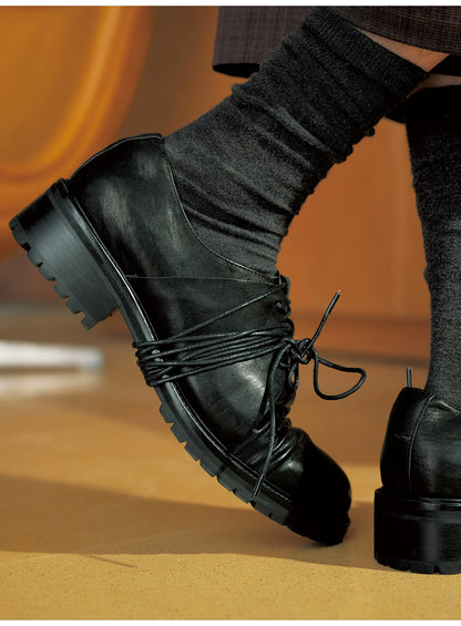 DISTRESSED LEATHER DERBY SHOES