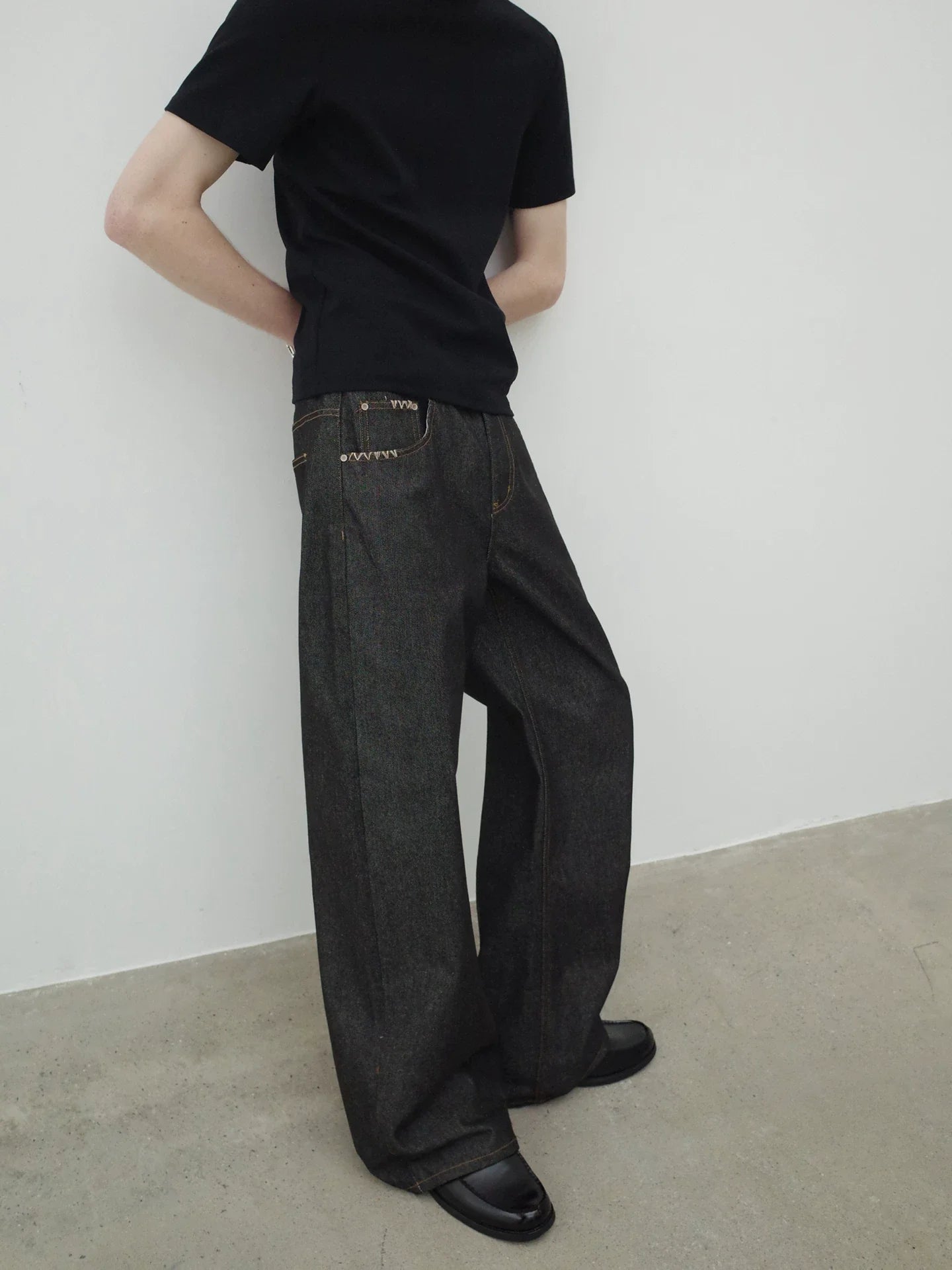 HAND-STITCHED DENIM PANTS
