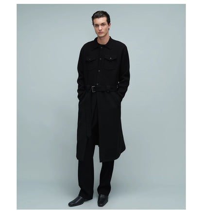 KNIT PANEL LONG COAT ブラック