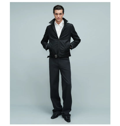 WAXED BUCKLE HEM JACKET ブラック