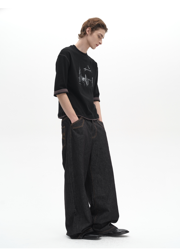 EMBROIDERED POCKET JEANS