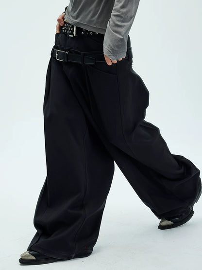 DOUBLE BELTED DRAPED PANTS