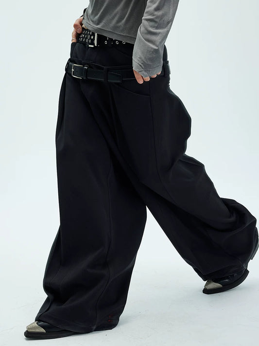 DOUBLE BELTED DRAPED PANTS