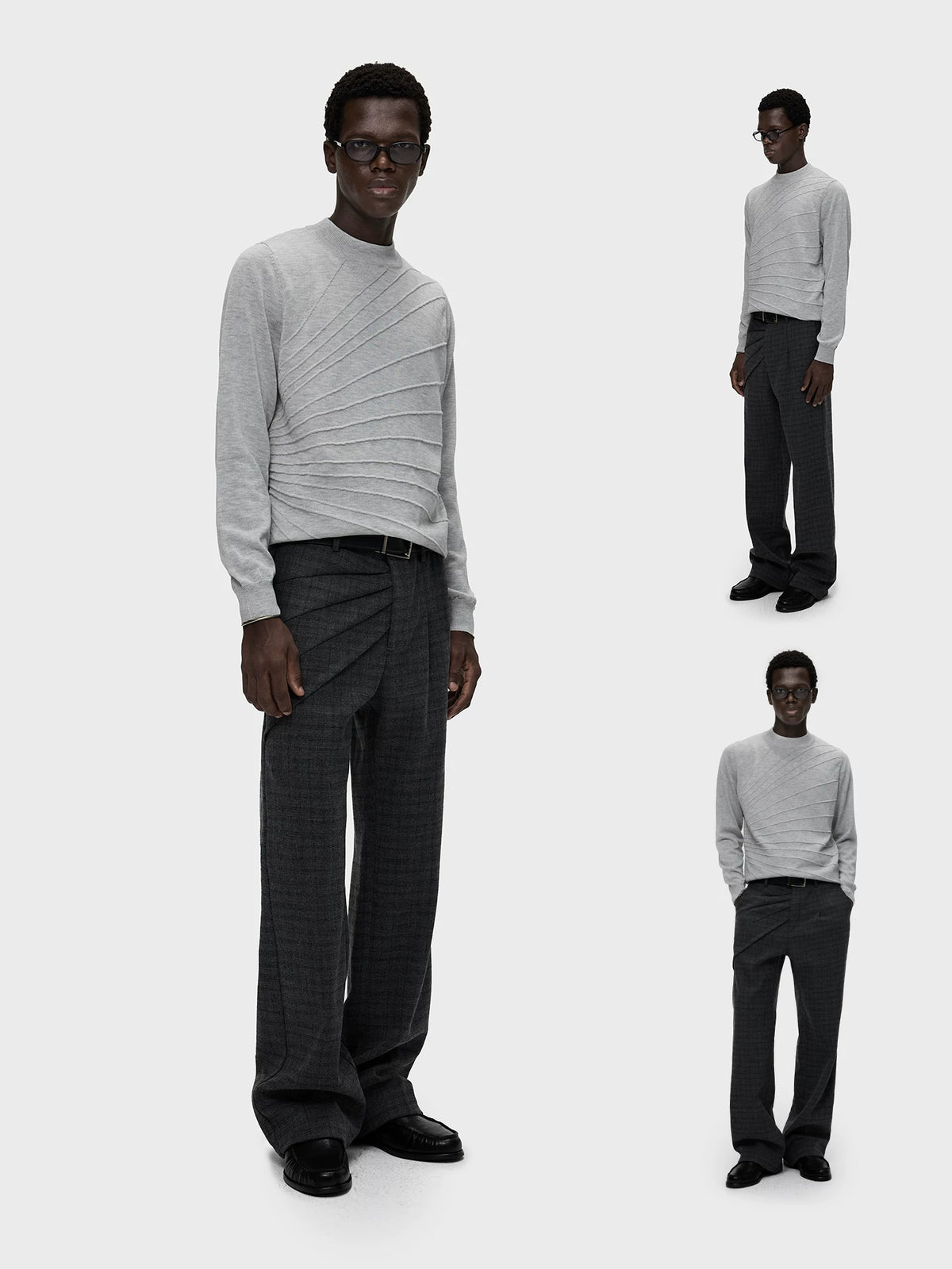 RADIATING PLEAT CHECK TROUSERS 8