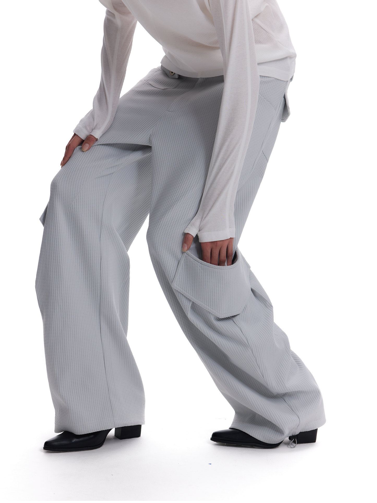 CASUAL WAFFLE-WEAVE POCKET PANTS