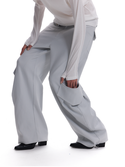 CASUAL WAFFLE-WEAVE POCKET PANTS