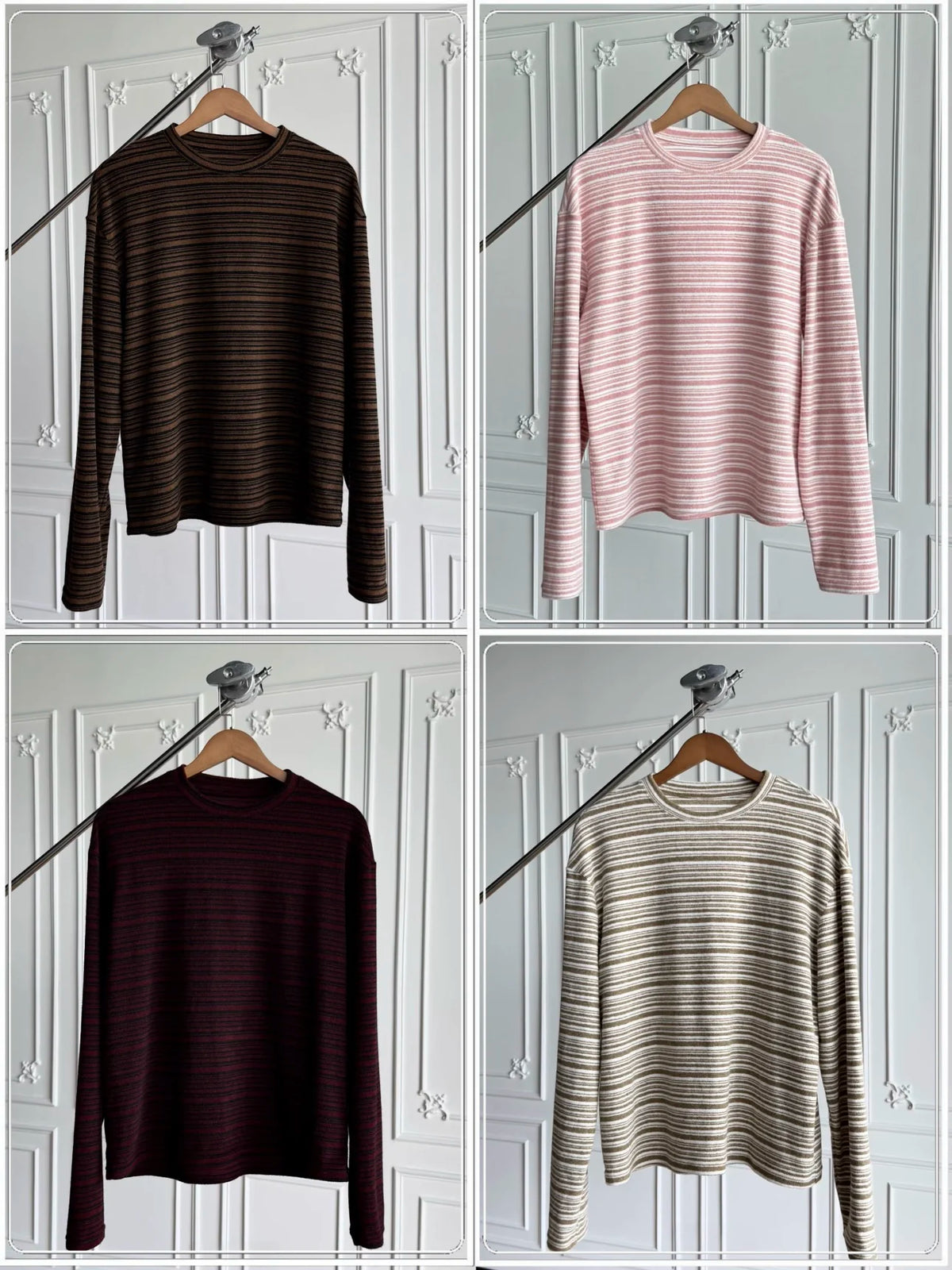 STRIPED FLEECE LONG SLEEVE TOP 1