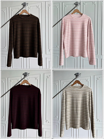STRIPED FLEECE LONG SLEEVE TOP 1