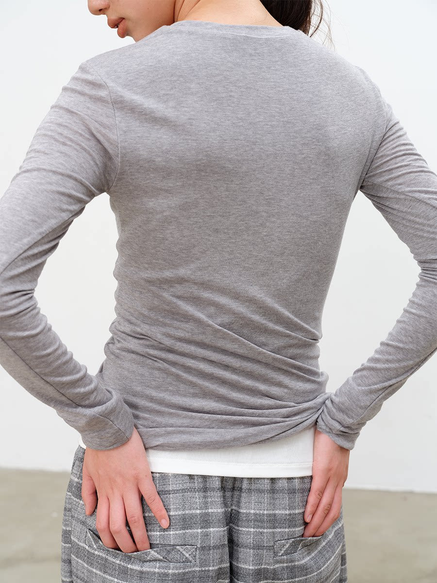 TWISTED WAIST LONG-SLEEVE TOP