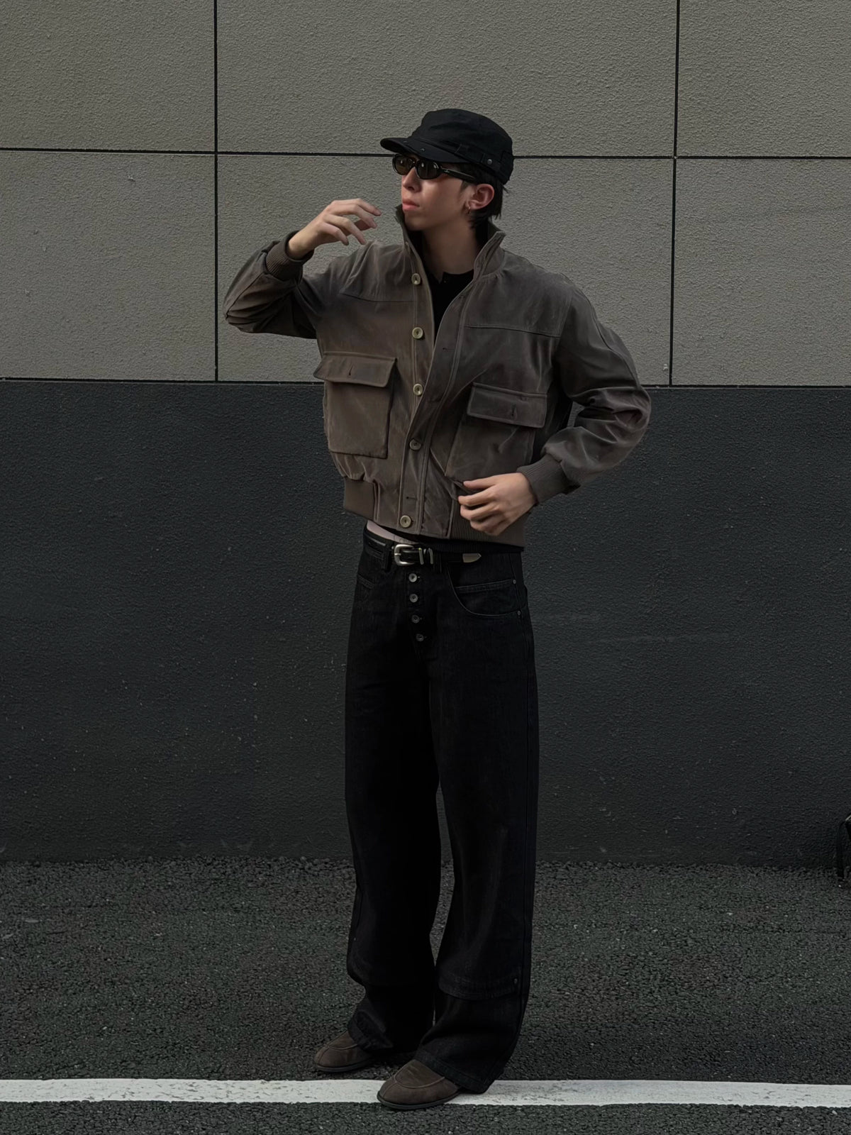 RIBBED STAND-UP COLLAR JACKET