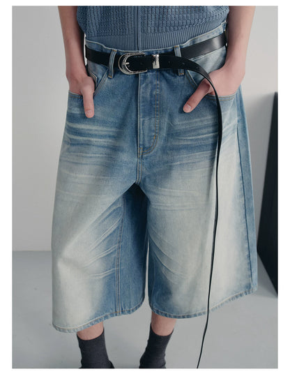 ICE BLUE PLEATED SHORTS