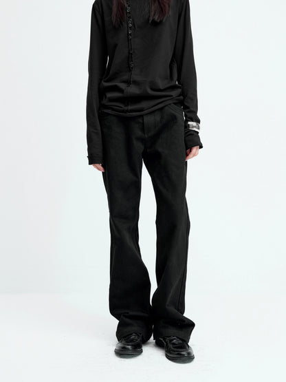 DOUBLE-LAYER PATCHWORK SLIM JEANS