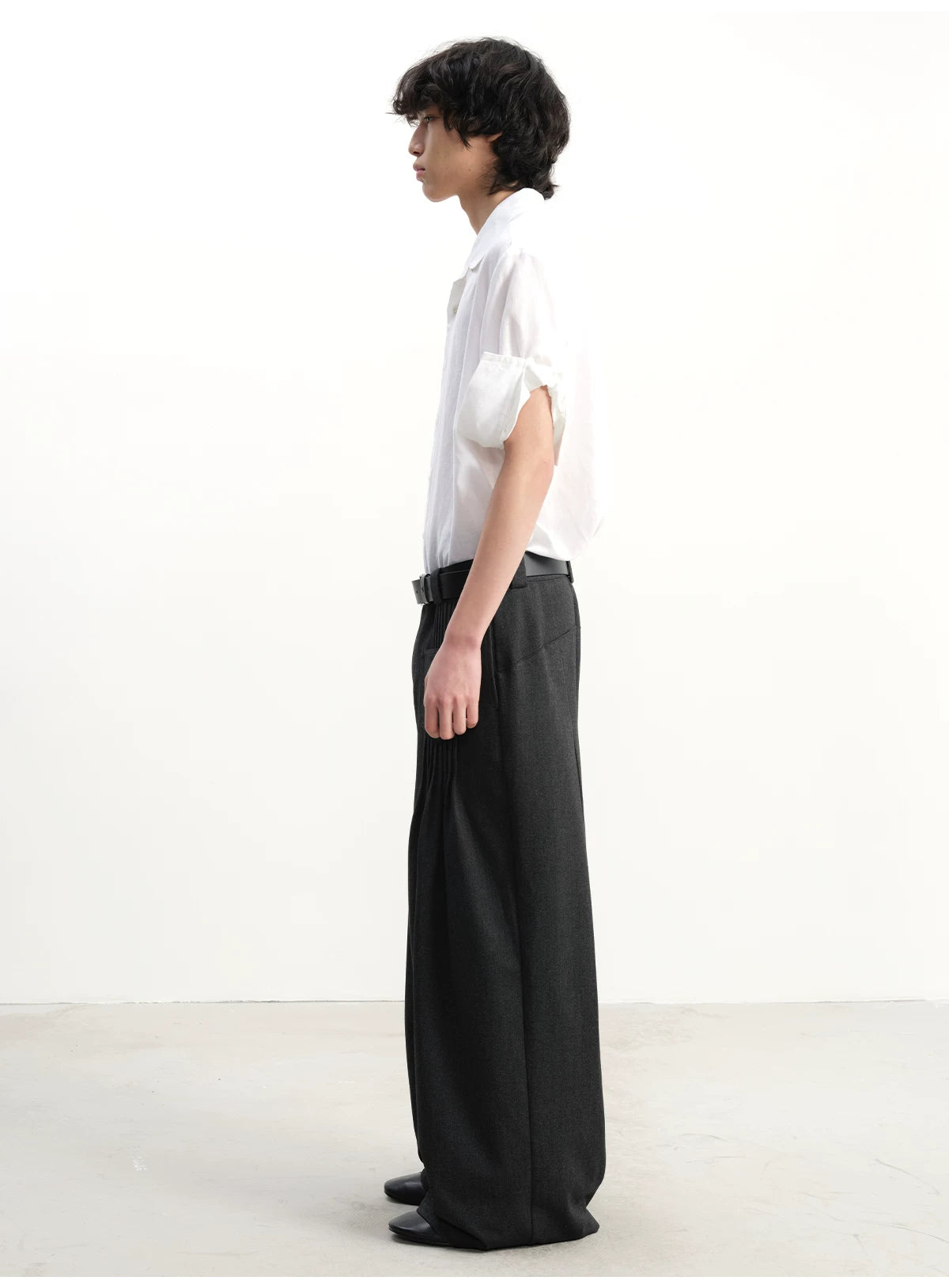 PLEATED WIDE LEG CASUAL PANTS