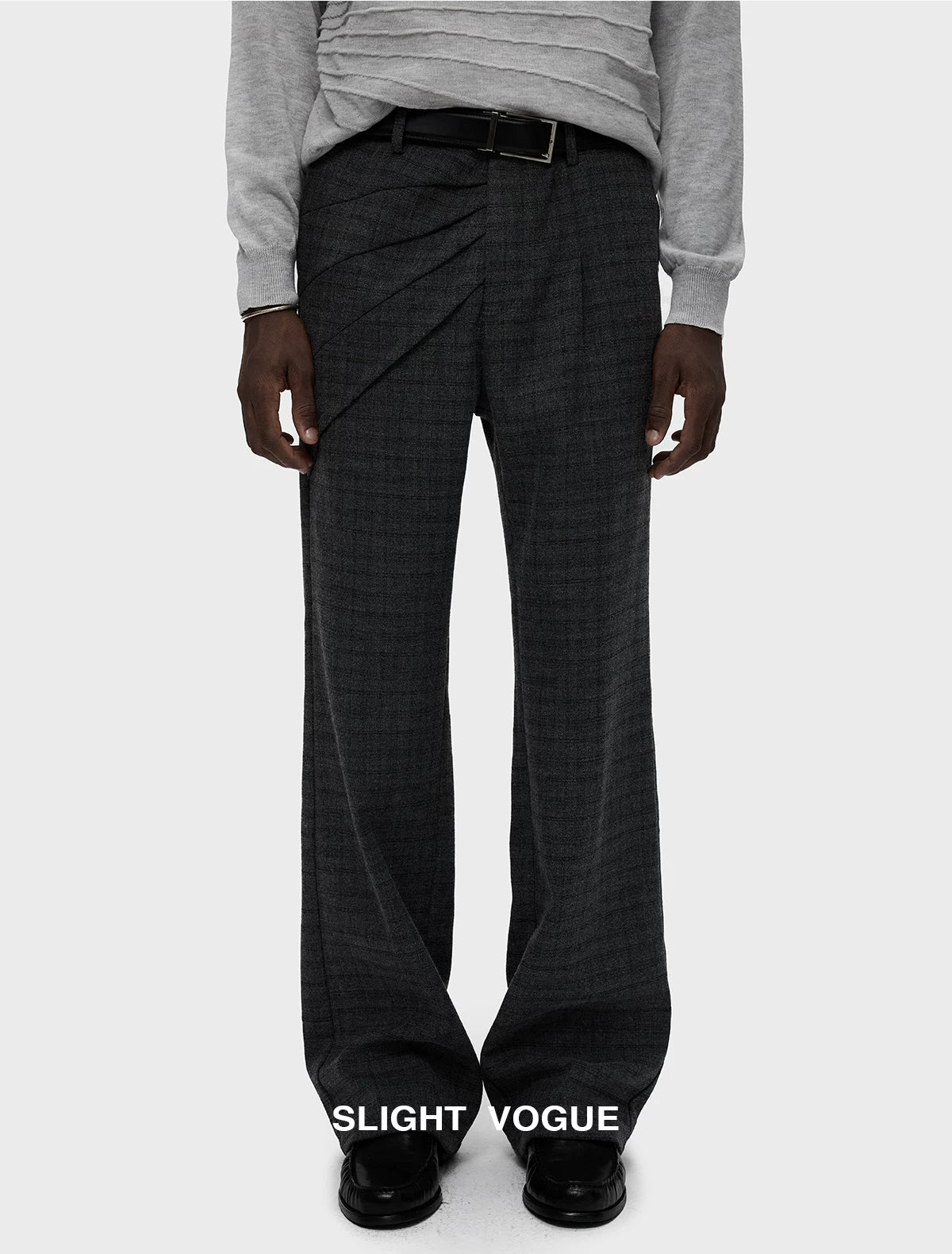 RADIATING PLEAT CHECK TROUSERS 6