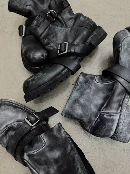 FROSTED LEATHER ENGINEER BOOTS