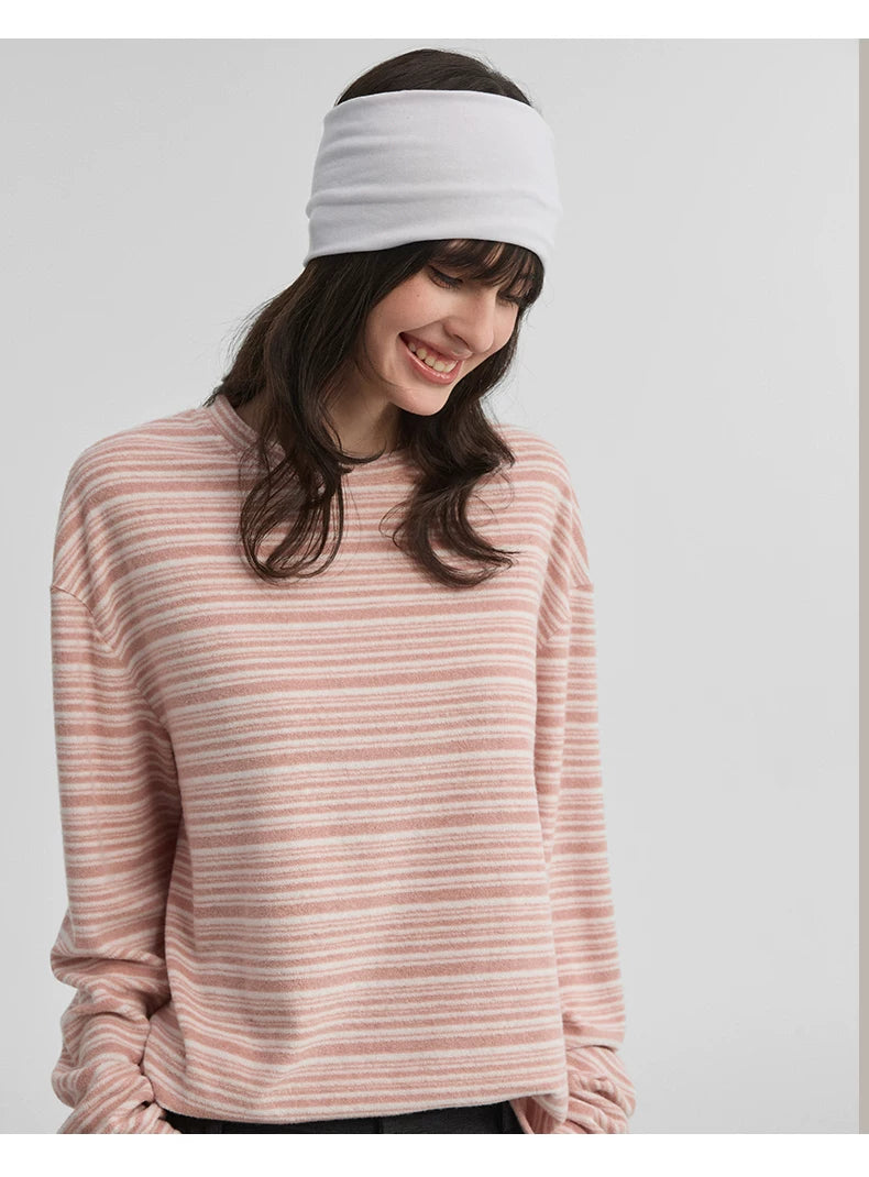 STRIPED FLEECE LONG SLEEVE TOP 7