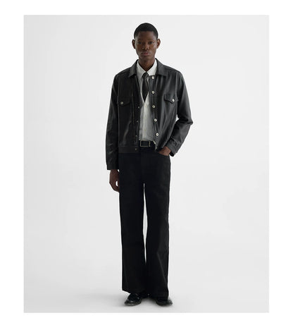 COATED TYPE THREE BIKER JACKET ブラック