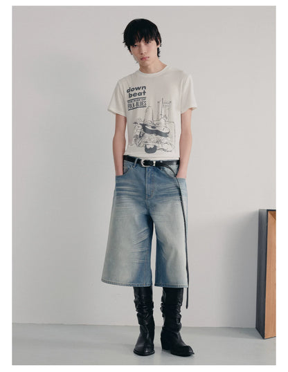 ICE BLUE PLEATED SHORTS