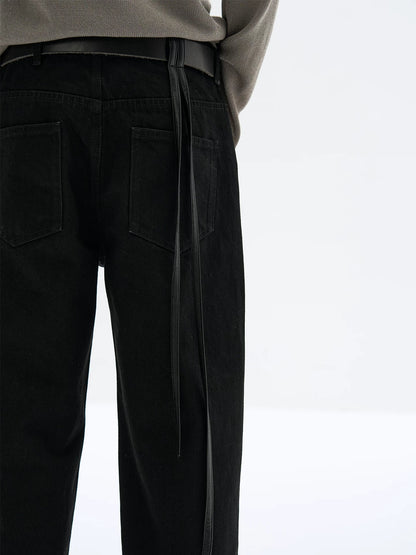 FADED BLACK LEATHER LEGGINGS