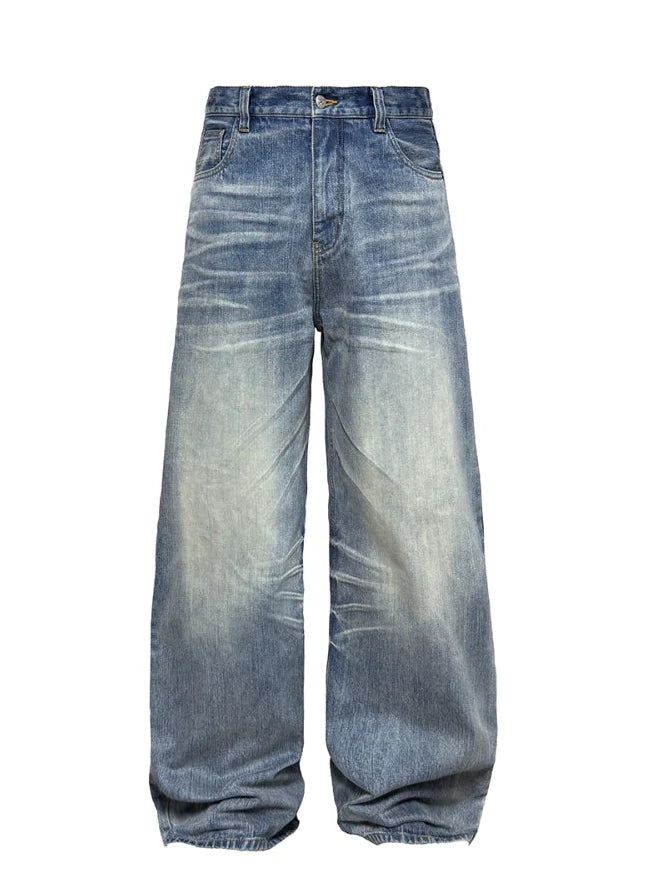 BAMBOO PRINT ICE BLUE WIDE LEG PANTS