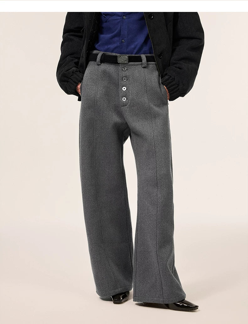 BUTTON FLY WOOL BLEND WIDE PANTS 7