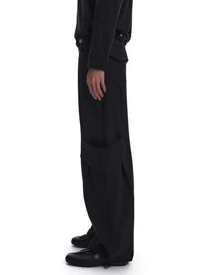 CASUAL WAFFLE-WEAVE POCKET PANTS