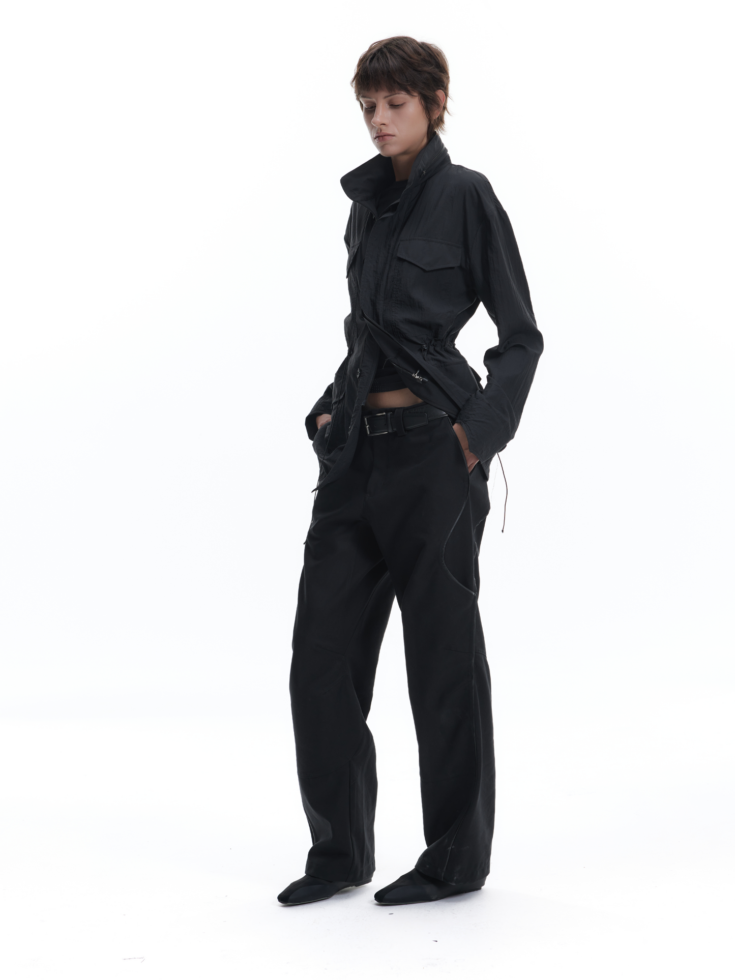 3D PATCHWORK RELAXED WORK PANTS