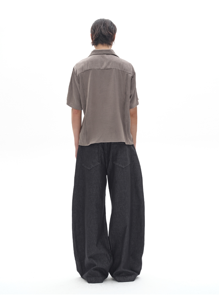 LIGHT GRAY PLEATED POLO SHIRT